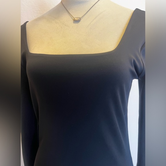 NWT EXPRESS Body Contour High Compression Square Neck Long Sleeve Top, Blk, Med - Picture 11 of 11